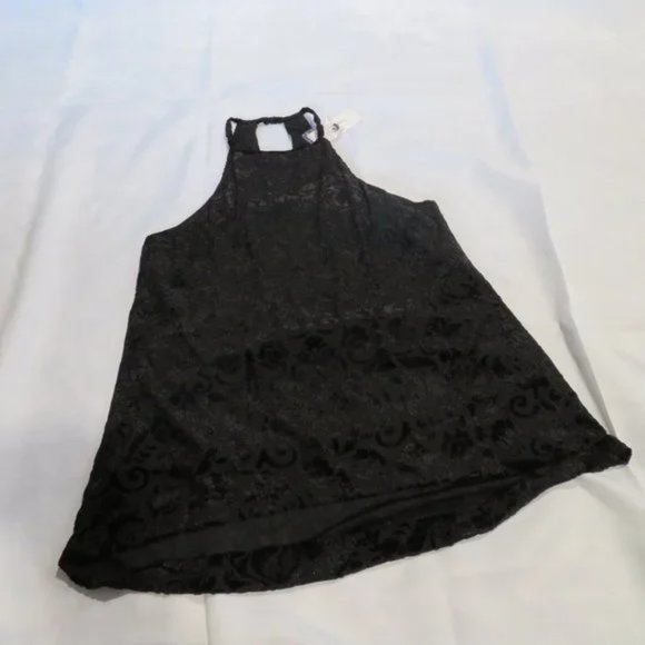 NWT Francesca's Black Velvet High Neck Top - Picture 3 of 5